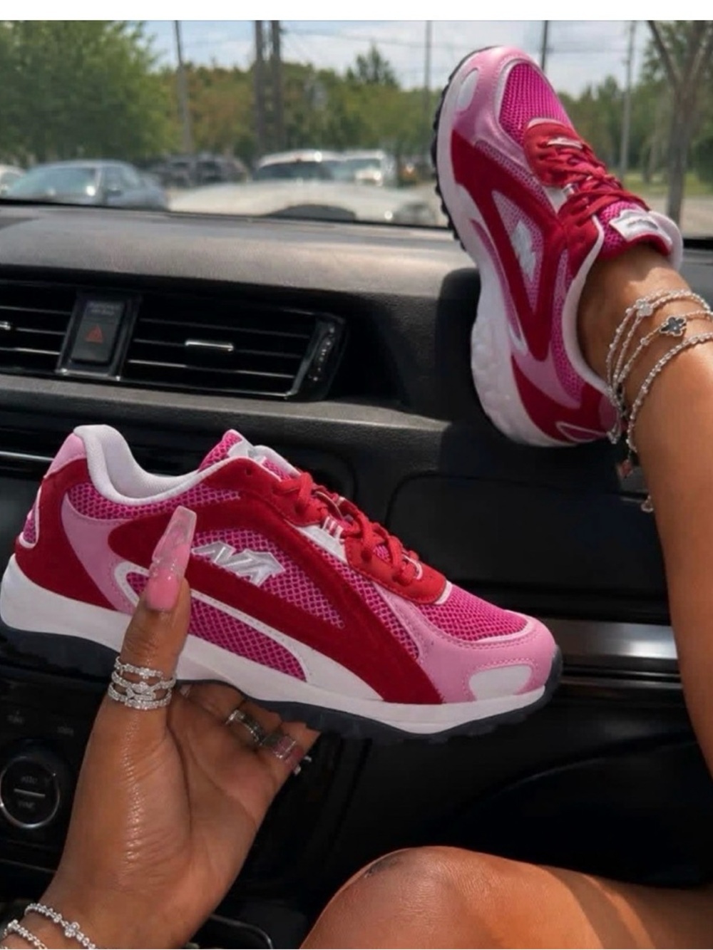 AVIA Women’s Pink & Red Athletic Sneakers - Size 8.5
